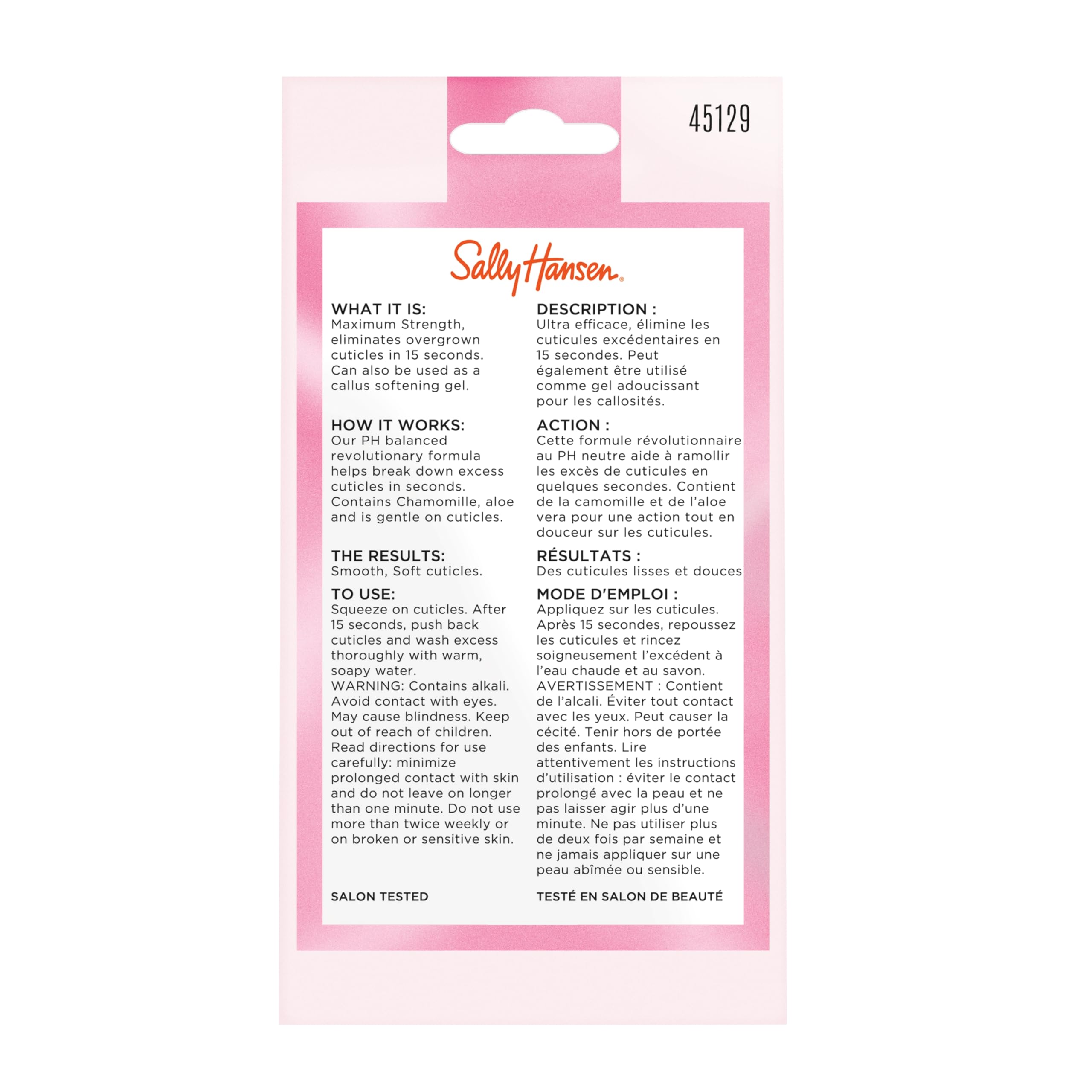 Sally Hansen Instant Cuticle Remover, resultado listo para retoques de manicura en casa.