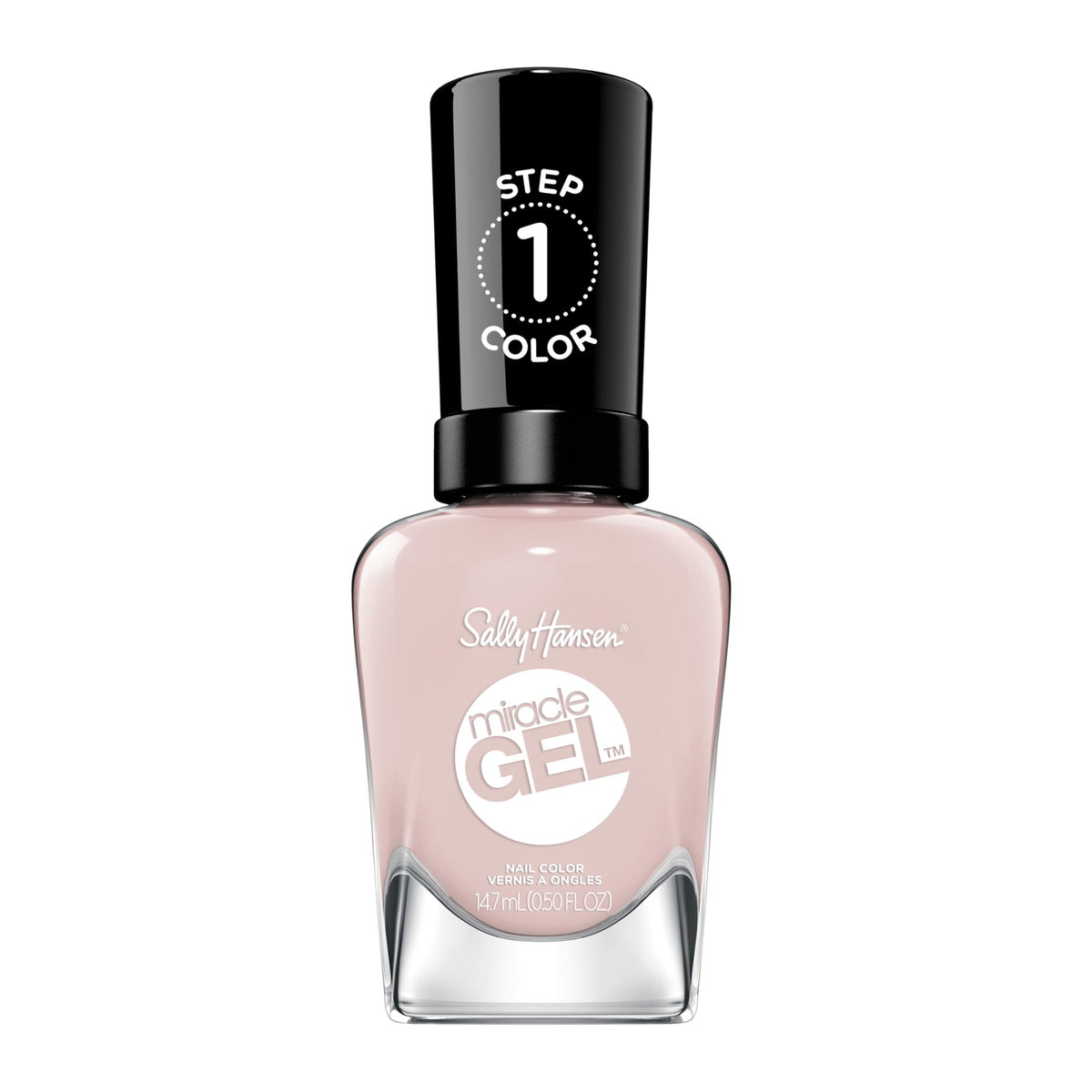 Esmalte Sally Hansen Miracle Gel en botella rosa lechoso sin lámpara UV para manicura