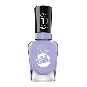 Sally Hansen Miracle Gel tono azul lavanda 601 Crying Out Cloud para un acabado duradero sin UV.