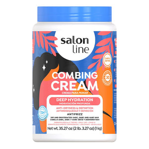 Salon Line crema sin enjuague hidrata profundamente el cabello rizado.