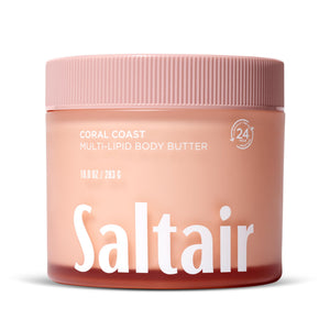 Saltair crema corporal multi-lípidos, textura rica para hidratación de 24 horas.
