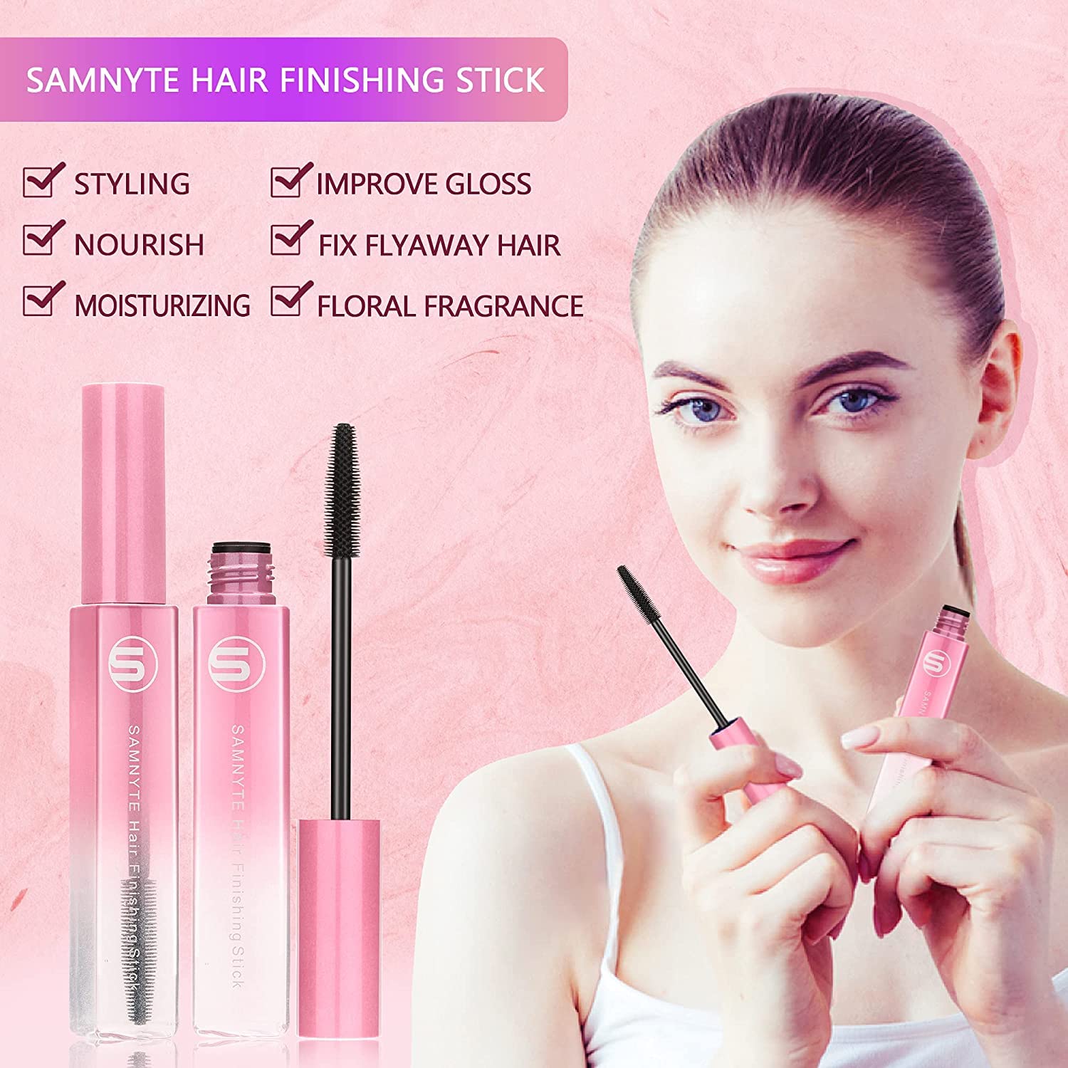 Samnyte Flyaways Hair Stick, aceite de aguacate para nutrición ligera y cabello manejable.