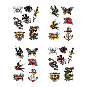 SanerLian tatuaje temporal ancla-calavera primer plano para un look audaz