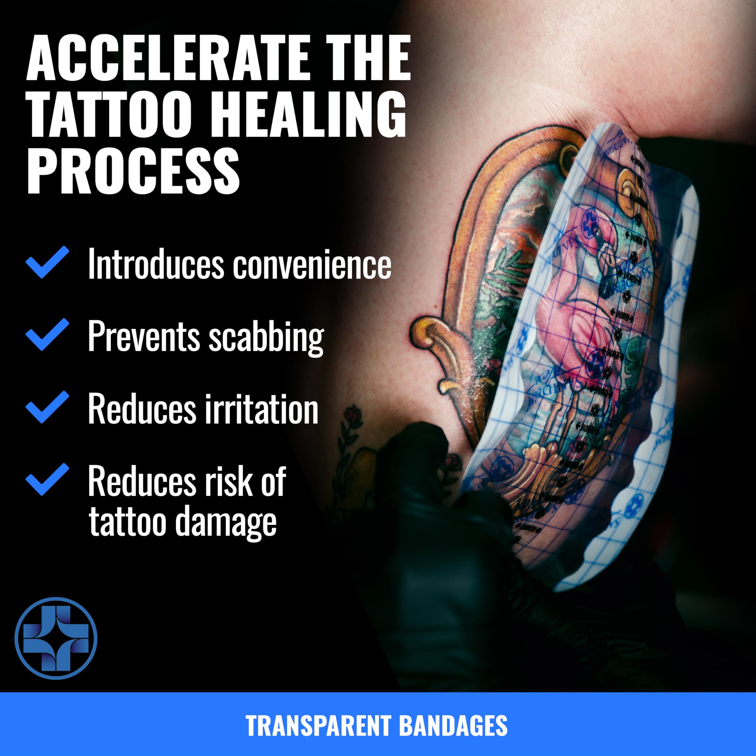 Saniderm Flex permite respiración controlada durante la curación del tatuaje.