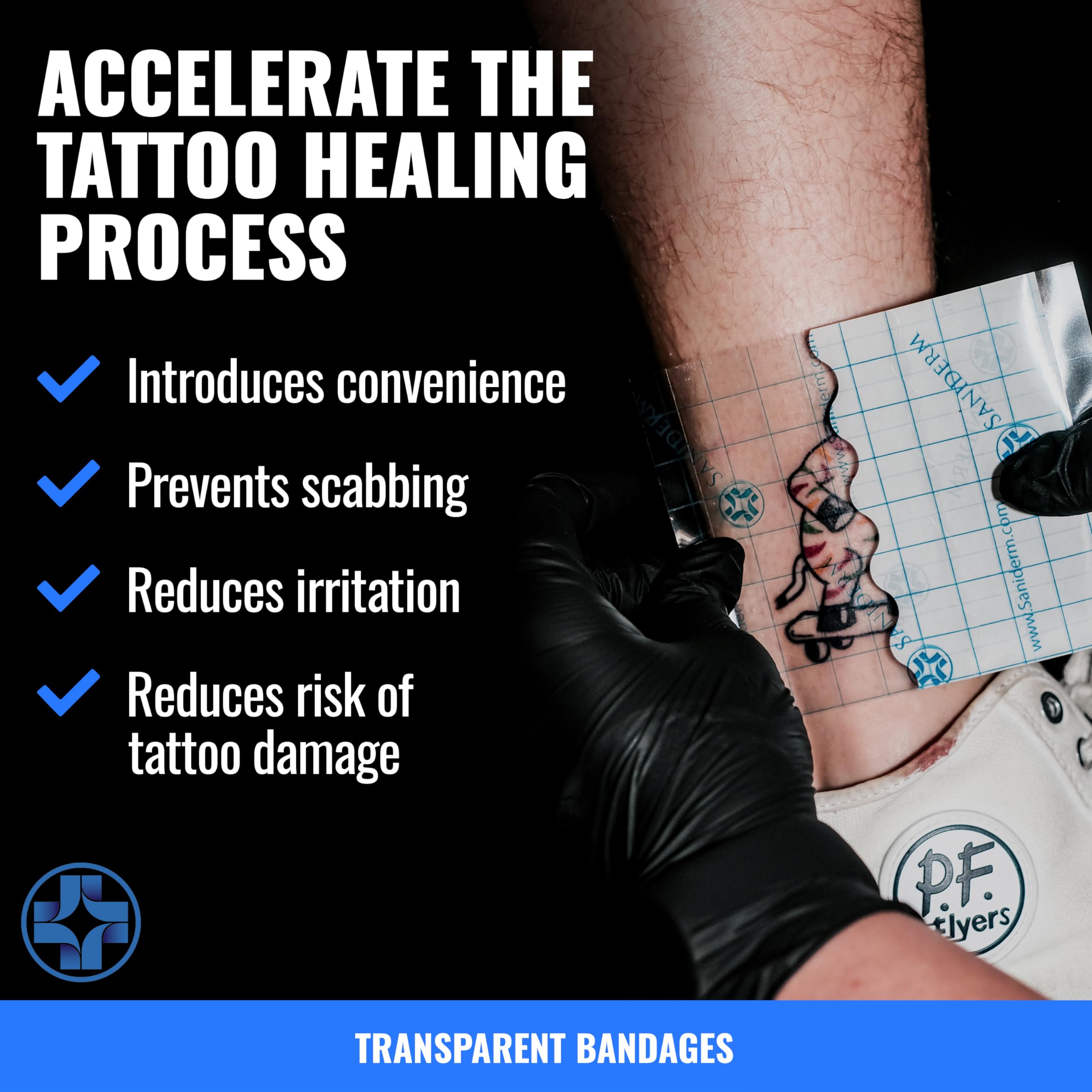 Saniderm vendaje impermeable, puedes ducharte sin quitar la protección del tatuaje.