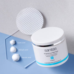 Sanitas discos exfoliantes, primer plano de textura suave para renovación.