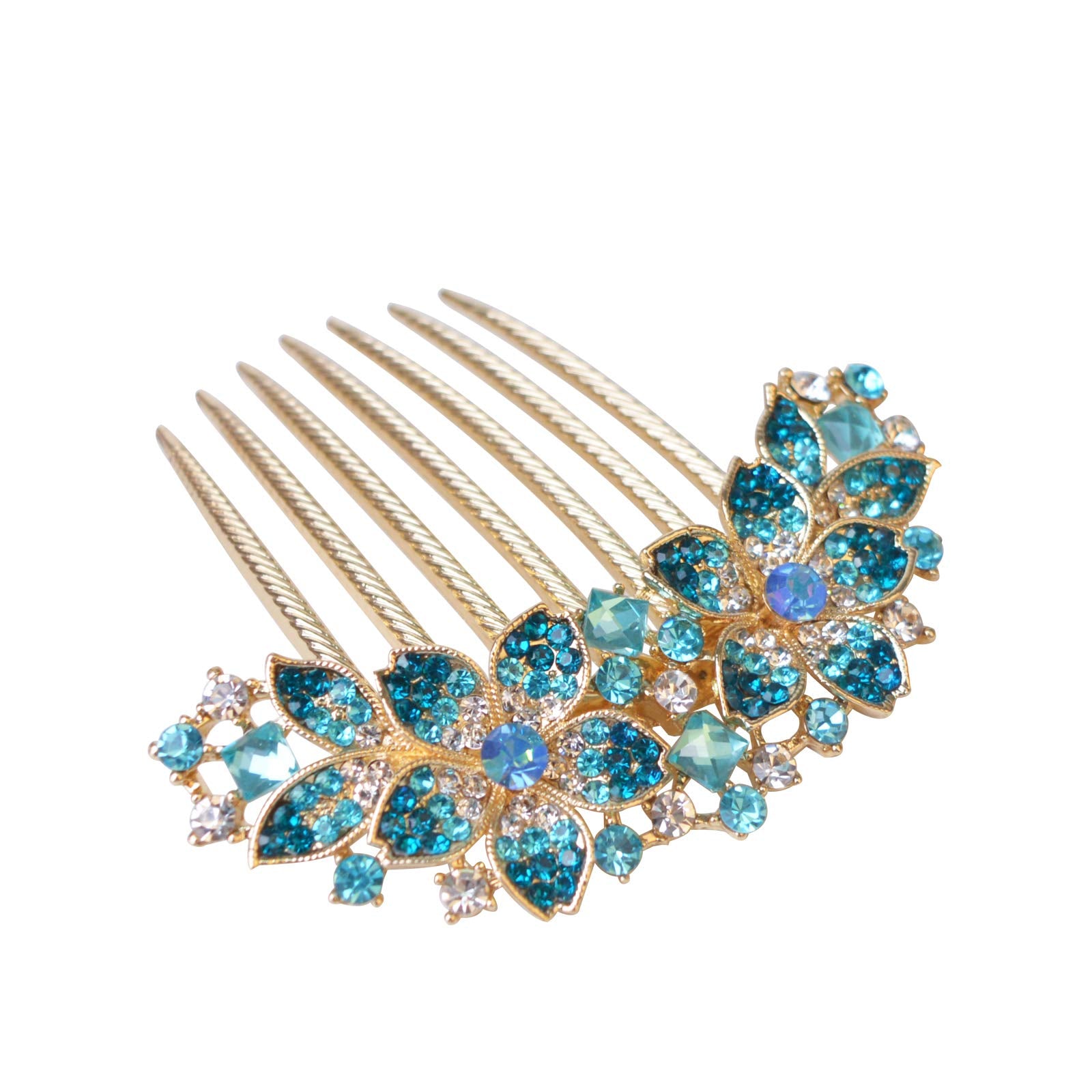 Peine de flor azul Sankuwen para looks formales y celebraciones