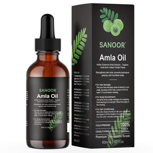 Aceite Amla SANOOR en botella con gotero para hidratación suave del cabello