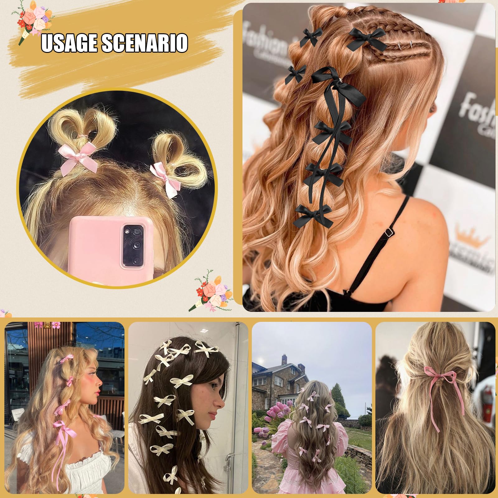 SAOROPEB lazo mini rosa para outfits coquetos y fáciles.