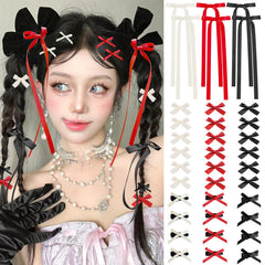 SAOROPEB lazo mini negro-blanco-rojo, perfecto para peinados rápidos y conjuntos dulces.