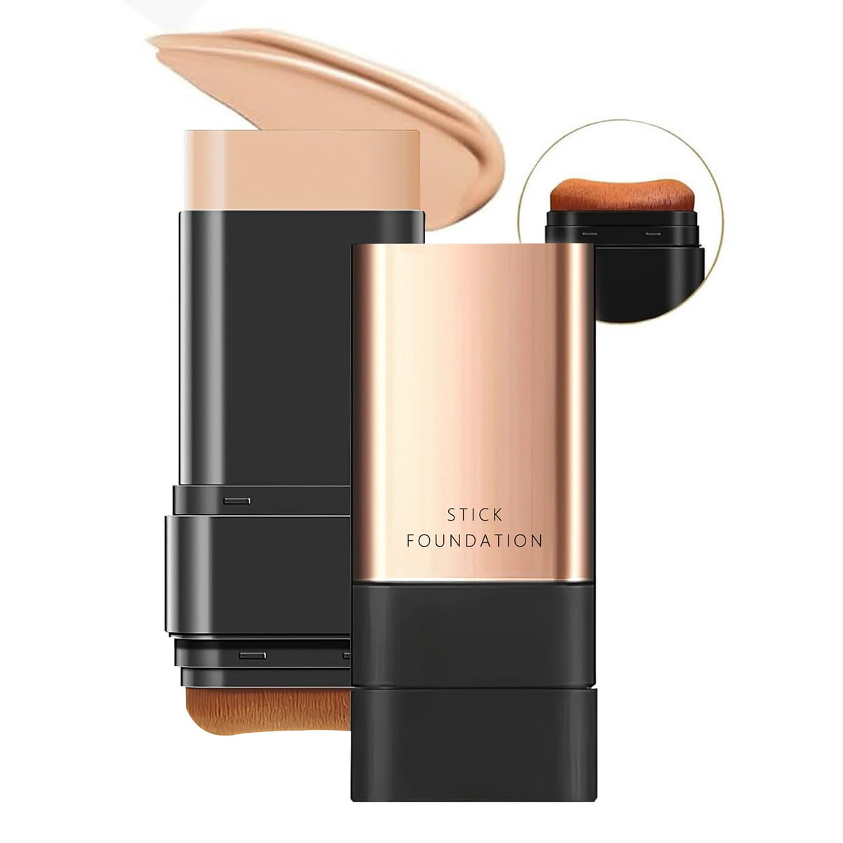 Satasiam dos-en-uno: aplicador con brocha para tono natural y duradero.