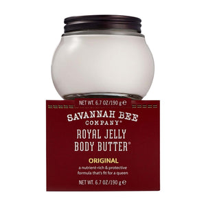 Crema corporal de jalea real Savannah Bee Company en tarro de vidrio, hidratación profunda para piel seca