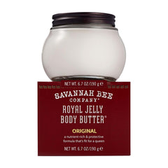 Crema corporal de jalea real Savannah Bee Company en tarro de vidrio, hidratación profunda para piel seca