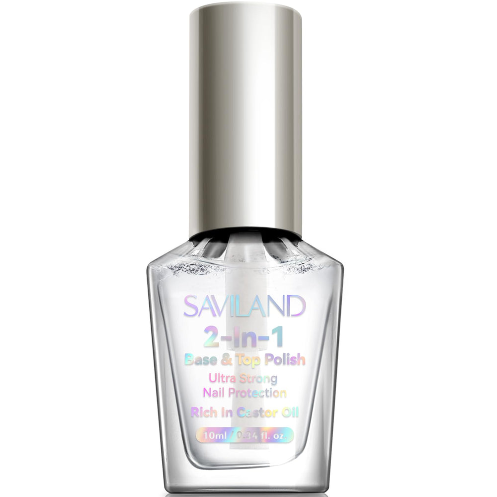SAVILAND Base Top Coat 2 en 1: acabado claro y protección para uñas.