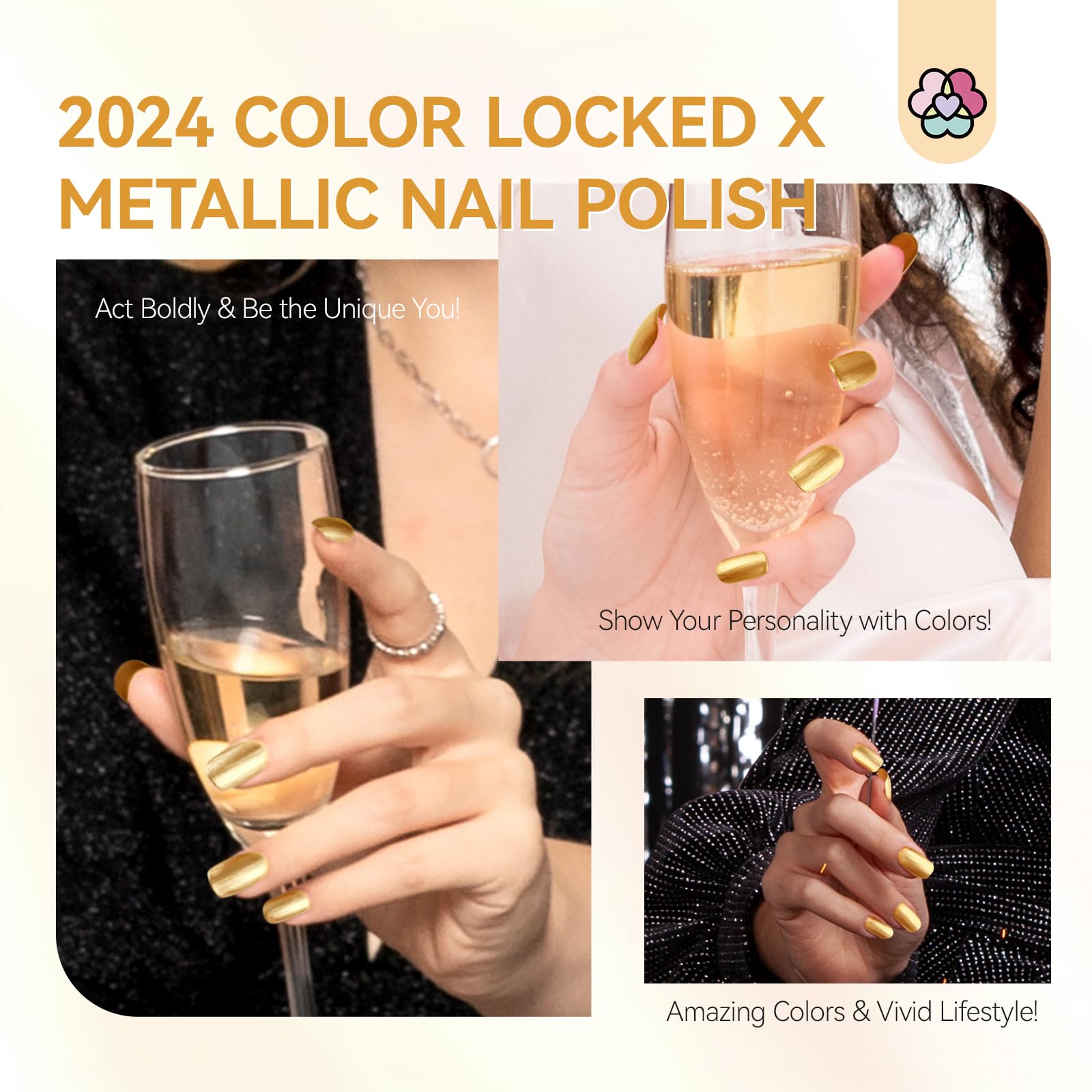 SAVILAND Esmalte dorado metálico, botella mini portátil para llevar a cualquier bolso.