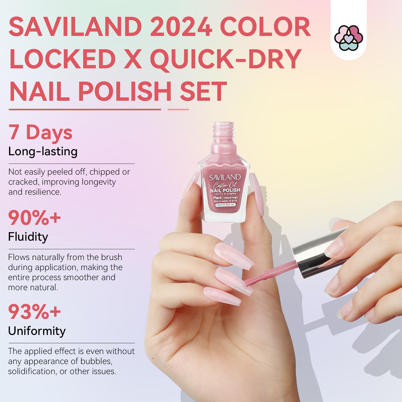 SAVILAND Esmalte uñas, aplicación fácil, acabado liso con una sola capa.