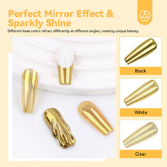 SAVILAND polvo cromado dorado, brillo espejo en uñas para look impactante.