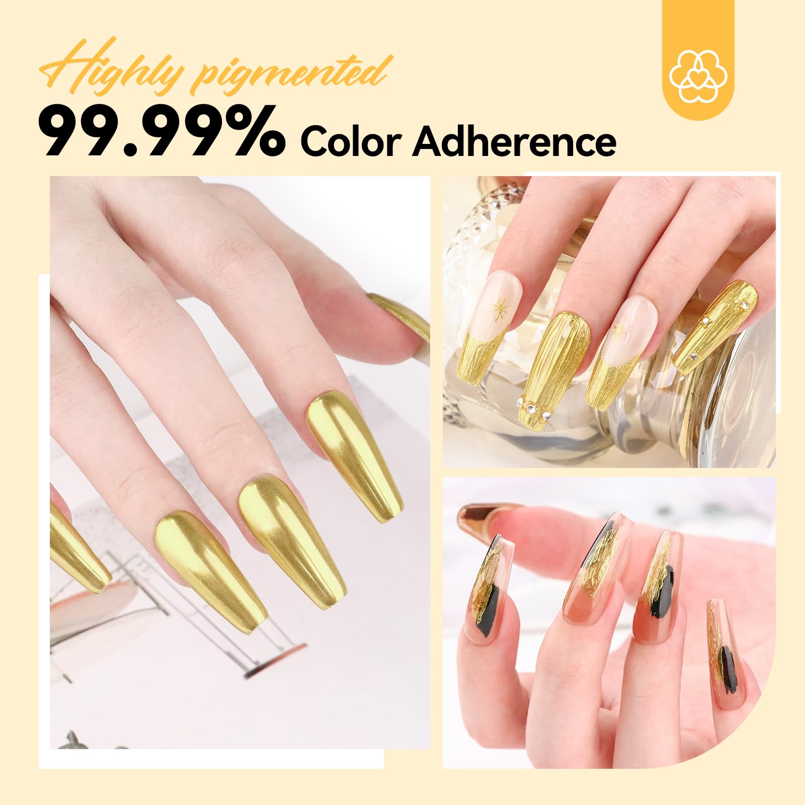 SAVILAND polvo cromado dorado, mayor durabilidad en manicura cromada.