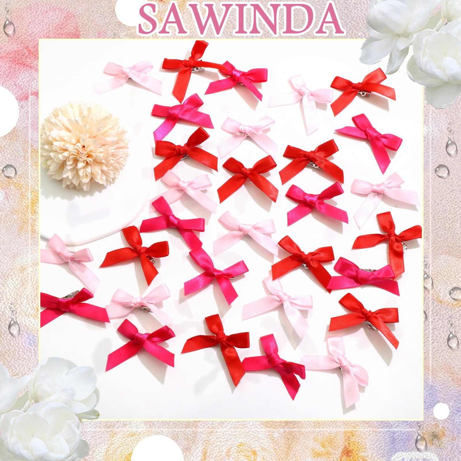 SAWINDA prendedor lazo seda rosa claro, añade elegancia al cabello.