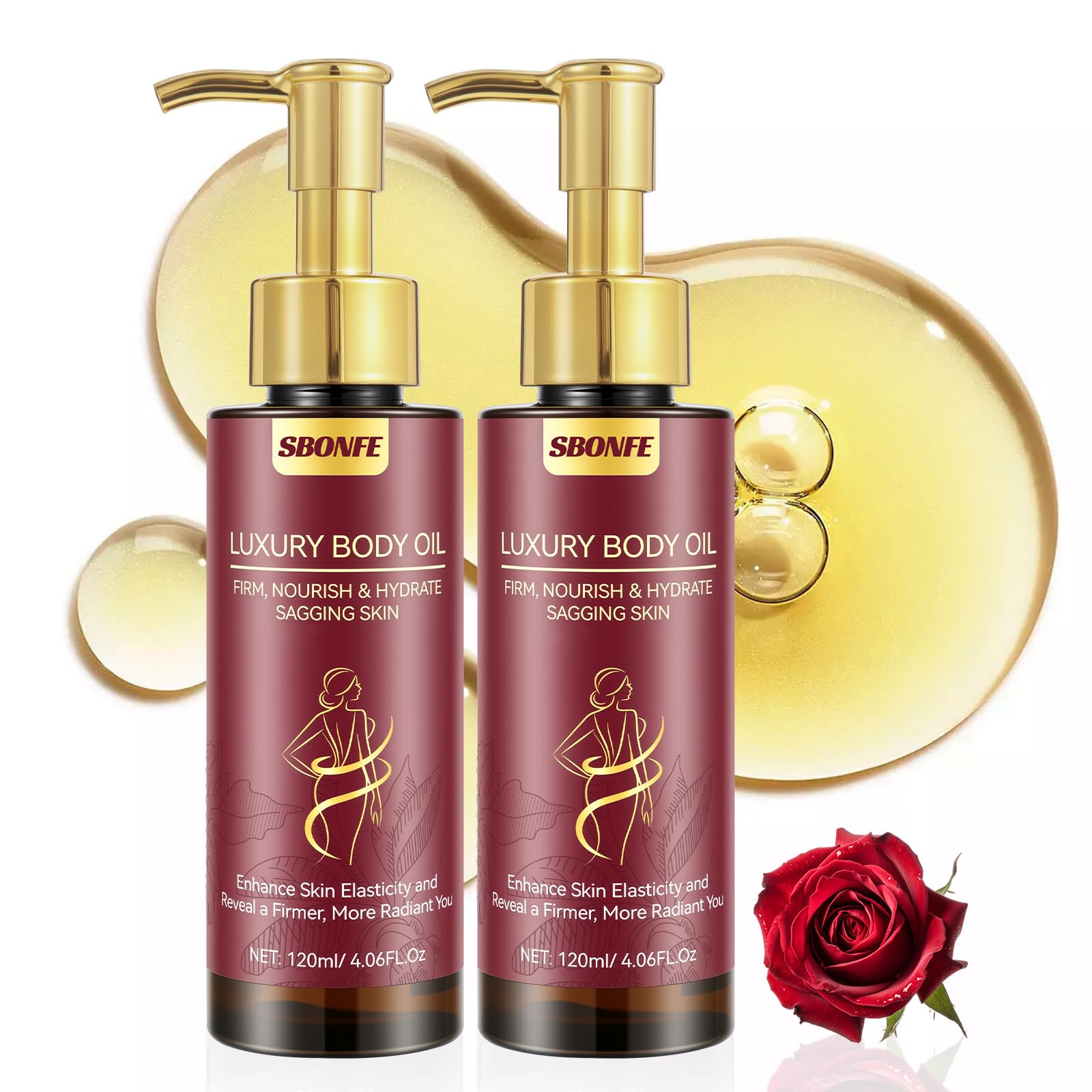 SBONFE Aceite Corporal Reafirmante en frasco, cuidado suave para la piel.