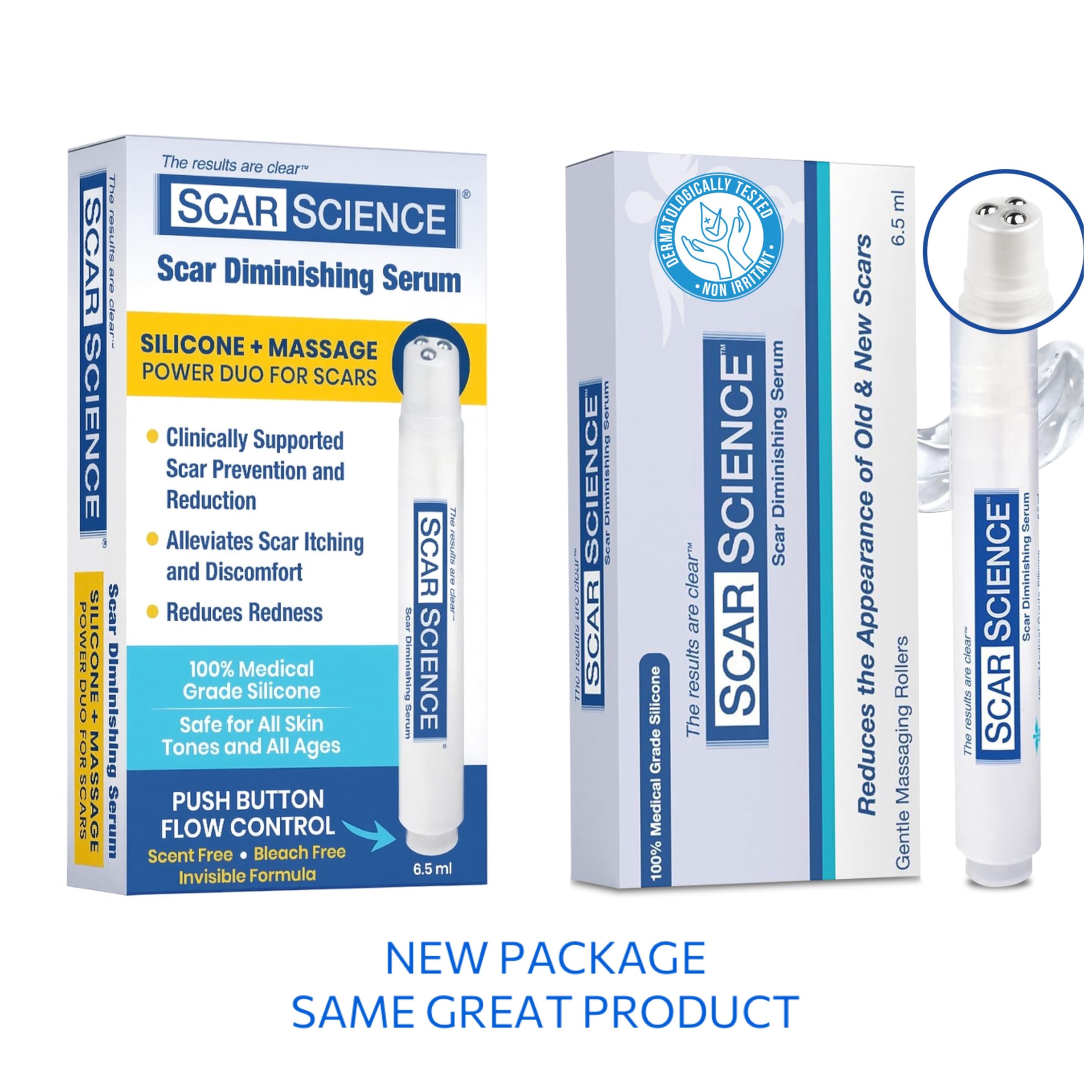 ScarScience cuidado seguro para tatuajes y cicatrices con rodillo.