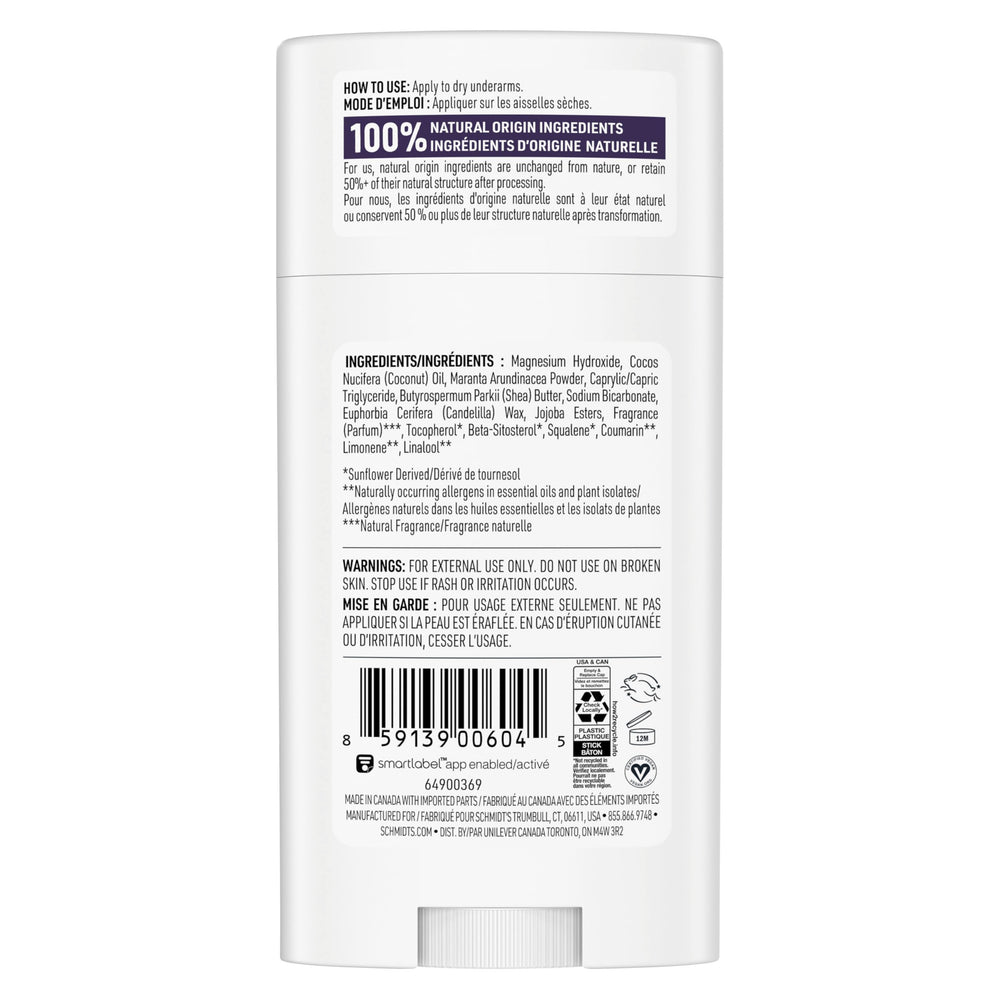 Schmidt's aplicación suave en axilas para uso diario con Lavanda y Salvia.