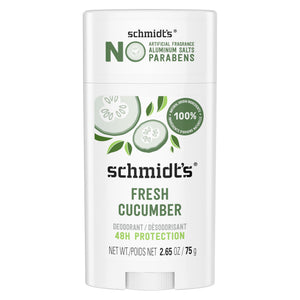 Schmidt's Fresh Cucumber desodorante en barra sin aluminio con aroma a pepino fresco para uso diario