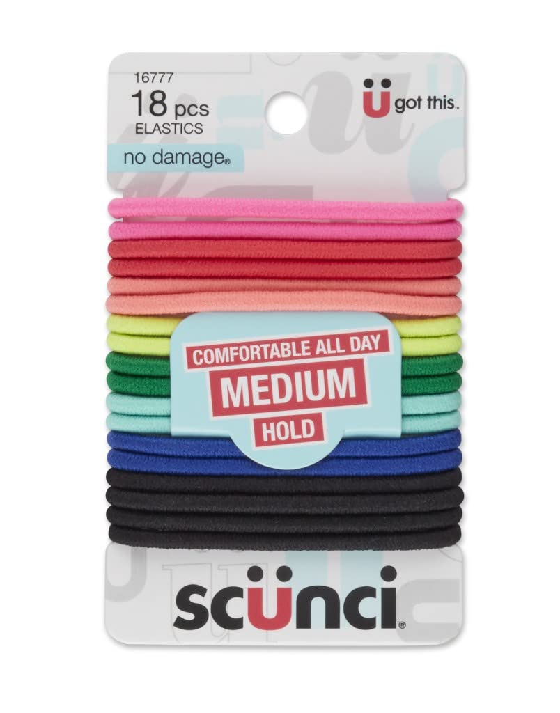 Elásticos Scunci multicolor suaves para cabello, reducen tirones y enredos