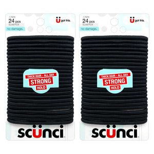 Elásticos Scunci sin daño negro, 24 piezas para uso diario sin esfuerzo
