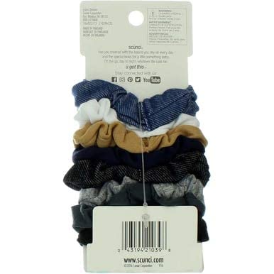 Empaque Scunci con 8 gomas denim para llevar fácilmente.