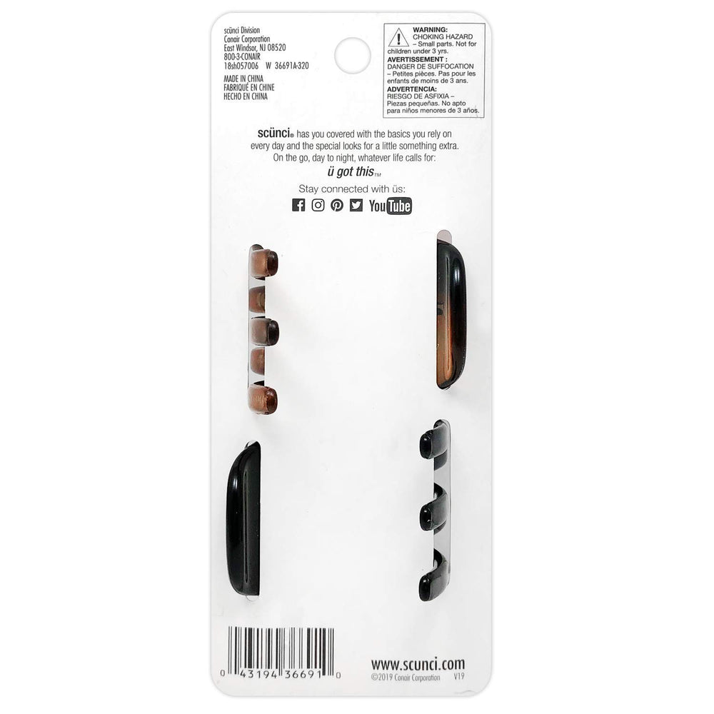 Pinza Scunci resistente para recogidos y estilos con volumen.