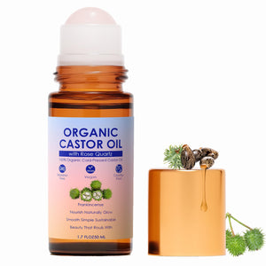 SDXJIOGE aceite de ricino orgánico con rodillo de cuarzo rosado para aplicación suave