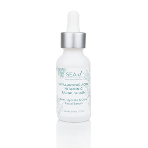 Sea-El Serum hialurónico con vitamina C en bote, hidrata profundamente la piel y mejora luminosidad.