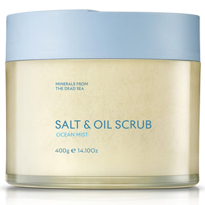 SEACRET exfoliante de sal y aceite, frasco visible, mejora la textura de la piel.