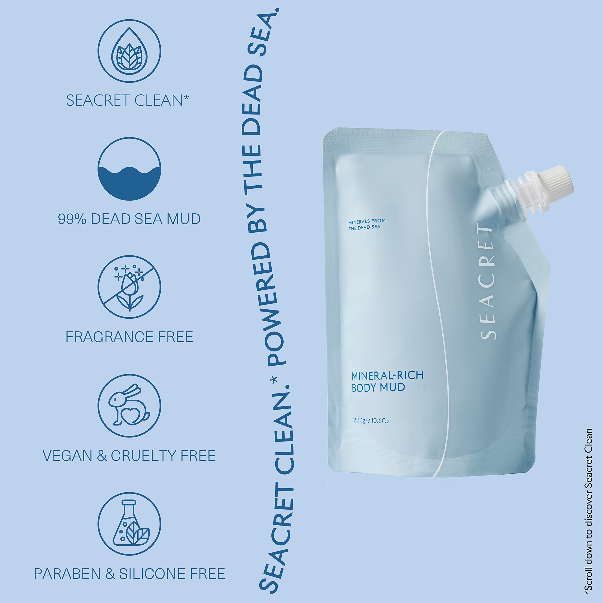 SEACRET Minerals Dead Sea Mud, aplicación corporal, deja la piel más limpia y fresca.