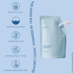 SEACRET Minerals Dead Sea Mud, aplicación corporal, deja la piel más limpia y fresca.