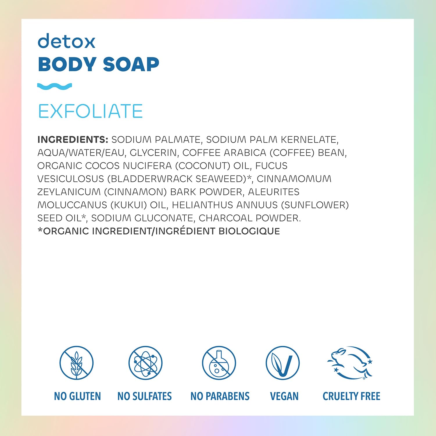 The Seaweed Bath Co. barra exfoliante detox aplicación diaria en la ducha.