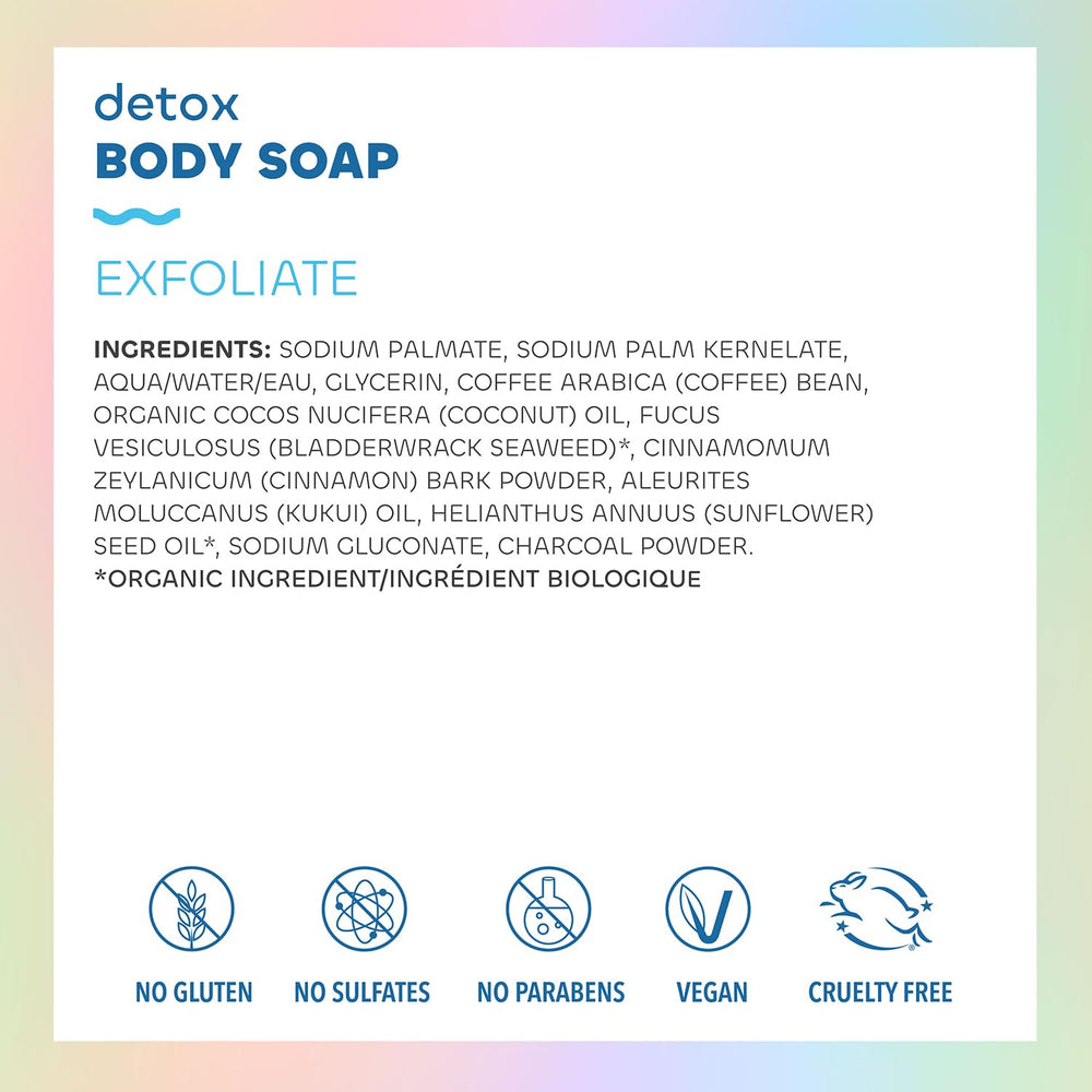 The Seaweed Bath Co. barra exfoliante detox aplicación diaria en la ducha.