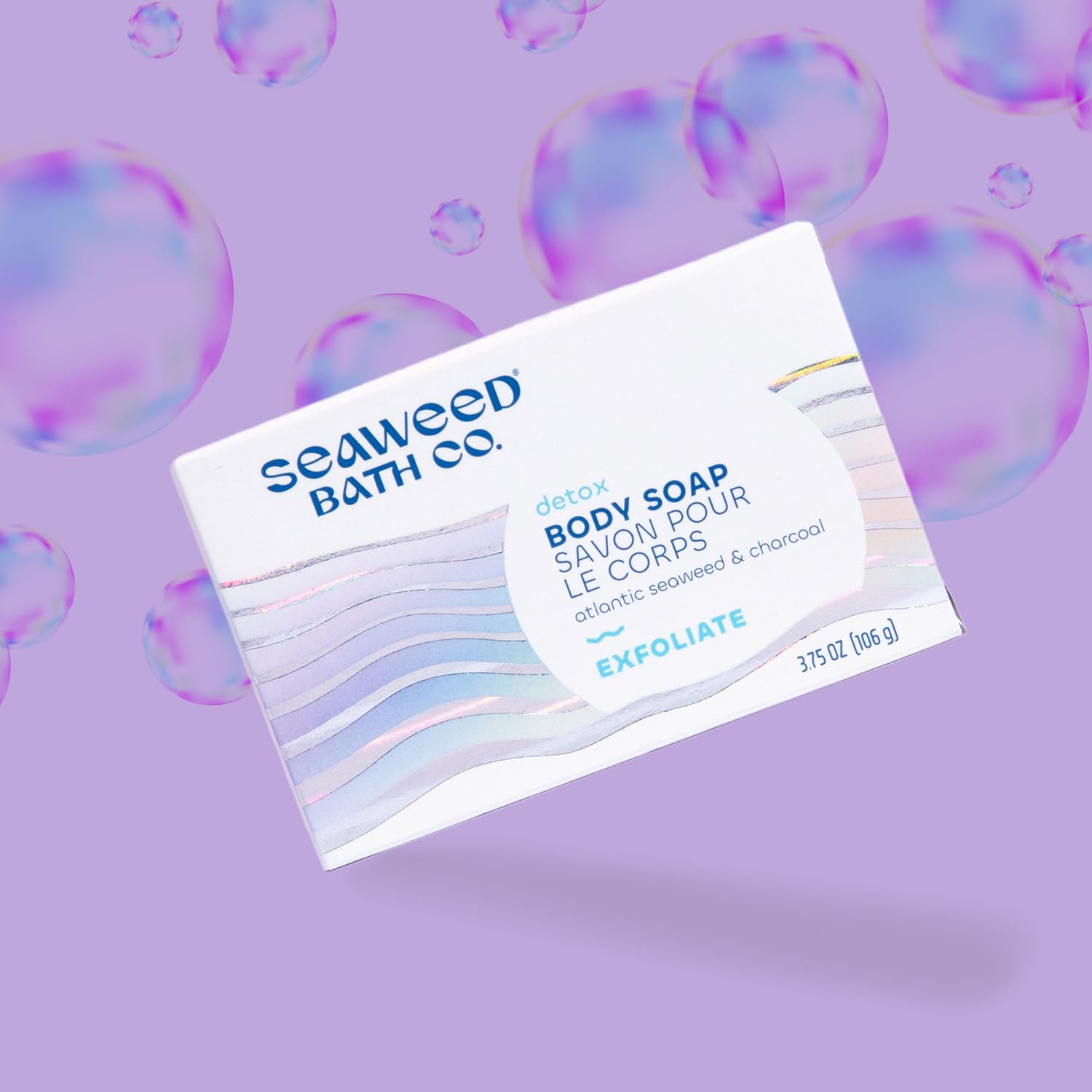 The Seaweed Bath Co. barra exfoliante detox envase sostenible de plástico reciclado.