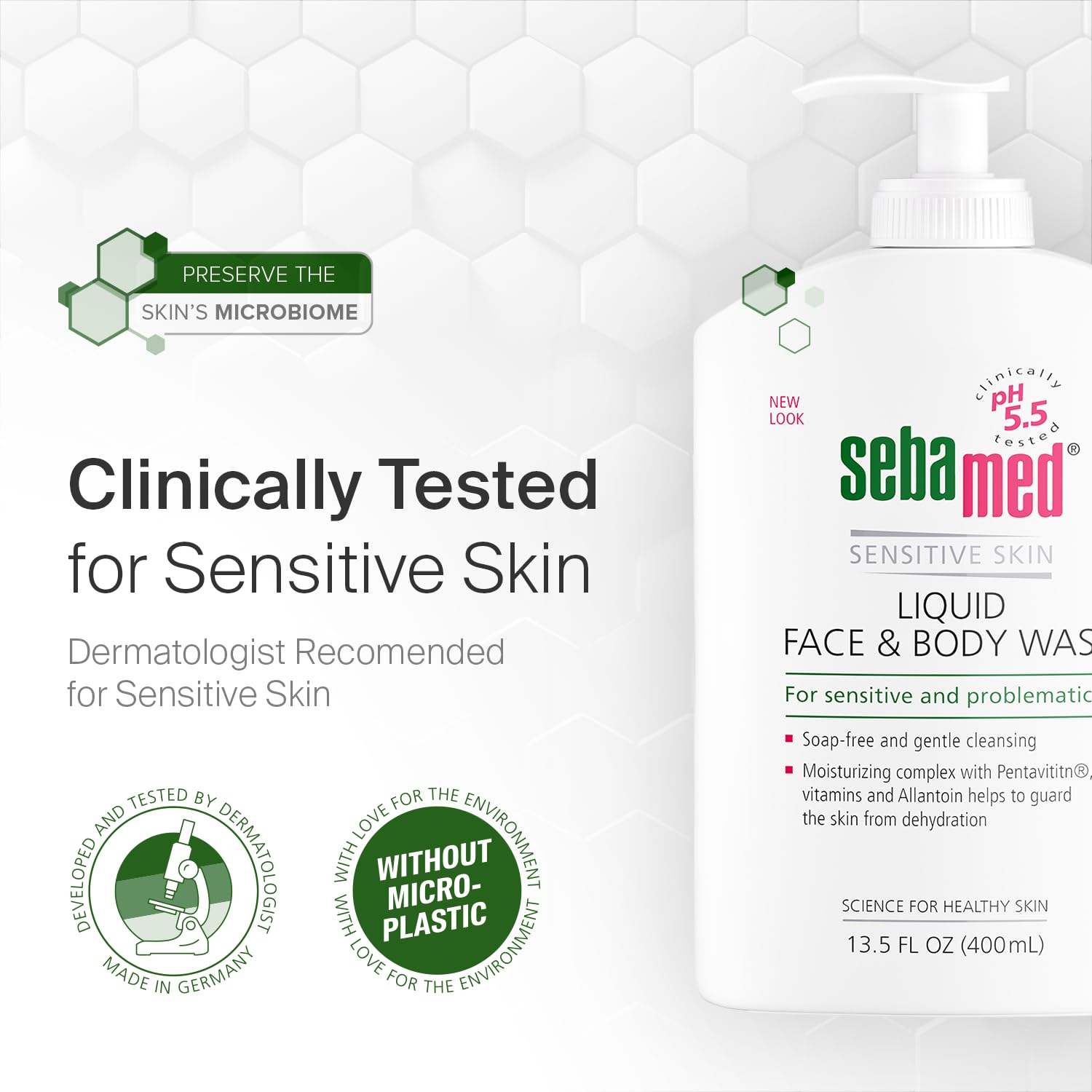 Sebamed fórmula sin parabenos, cuidado hipoalergénico para piel sensible.