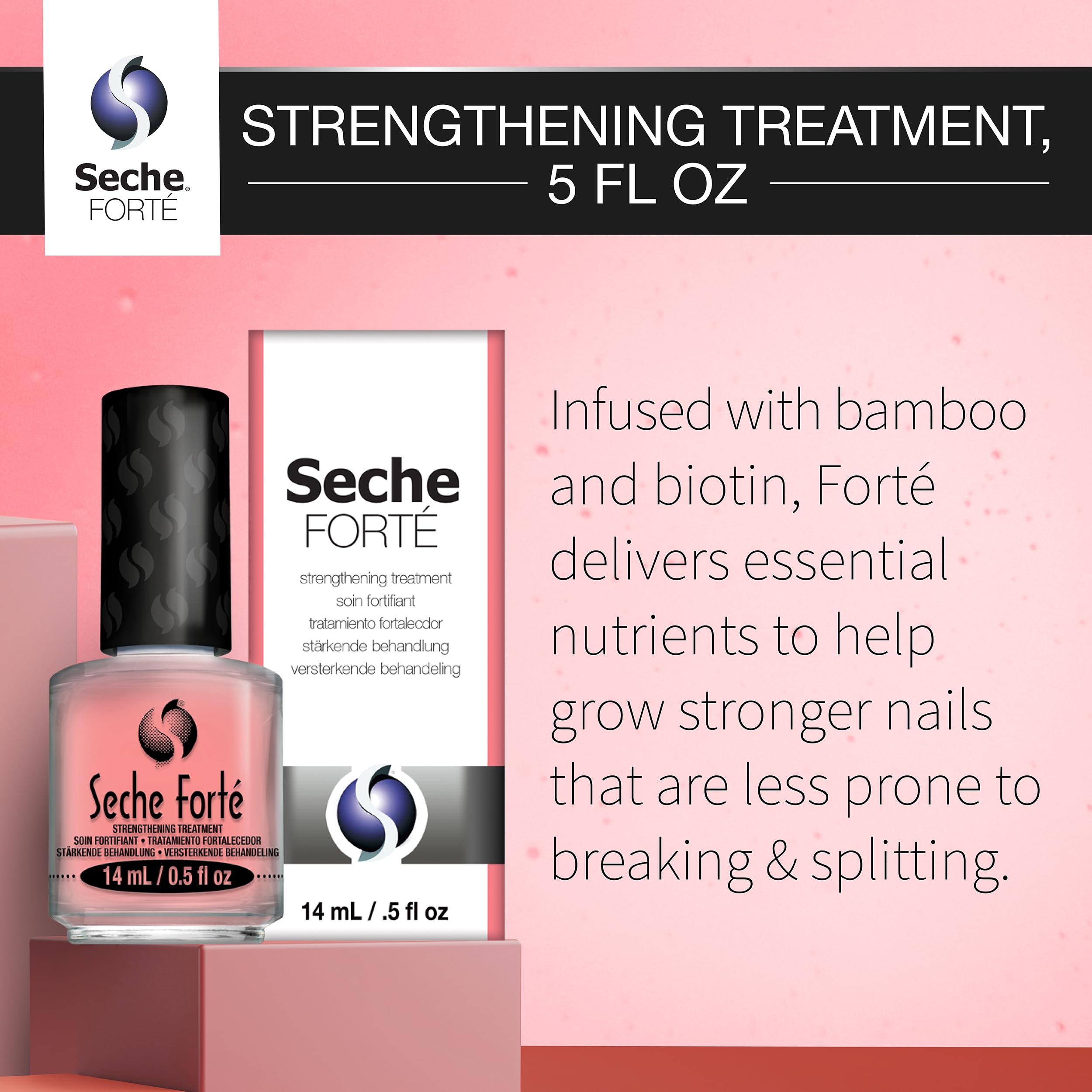Seche Forte: uñas fortalecidas en primer plano, aspecto suave