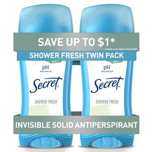 Secret antitranspirante en botella con fragancia ducha fresca, protección duradera para todo el día.