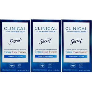 Secret Clinical Strength Invisible Solid Deodorant three-pack box for reliable protection