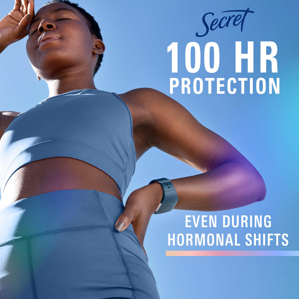 Secret desodorante para estrés y actividad, protección 3x para sudor diario.