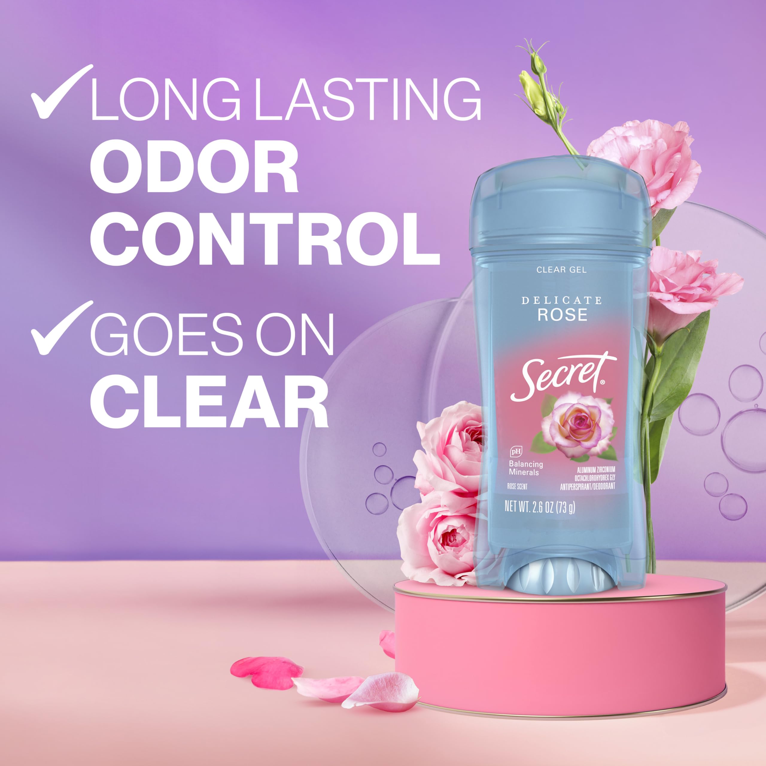 Aplicación suave de Secret Fresco gel transparente para una sensación fresca.