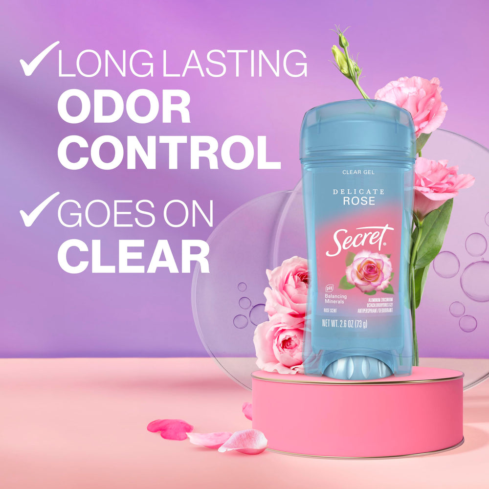 Aplicación suave de Secret Fresco gel transparente para una sensación fresca.