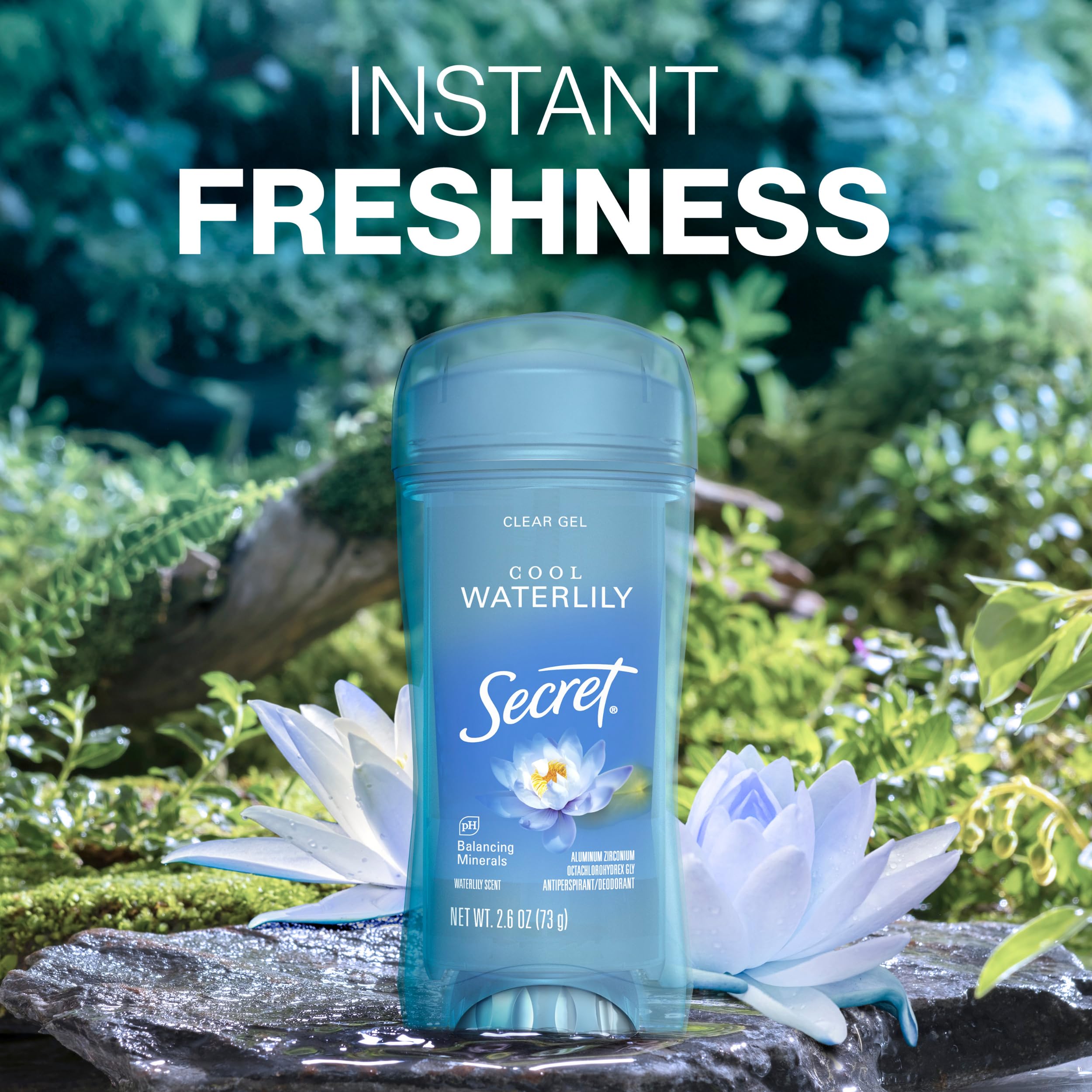 Secret Fresh minerales que equilibran el pH para una sensación fresca.