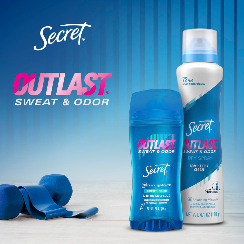 Secret Outlast gel transparente se seca rápido y sin residuos.