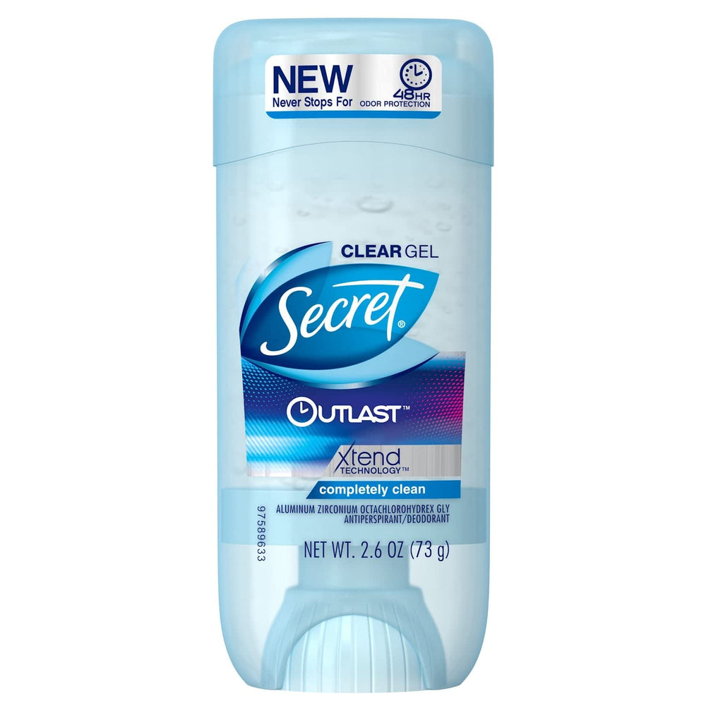 Secret Outlast desodorante gel claro 2.6 oz, paquete de cuatro, protección diaria