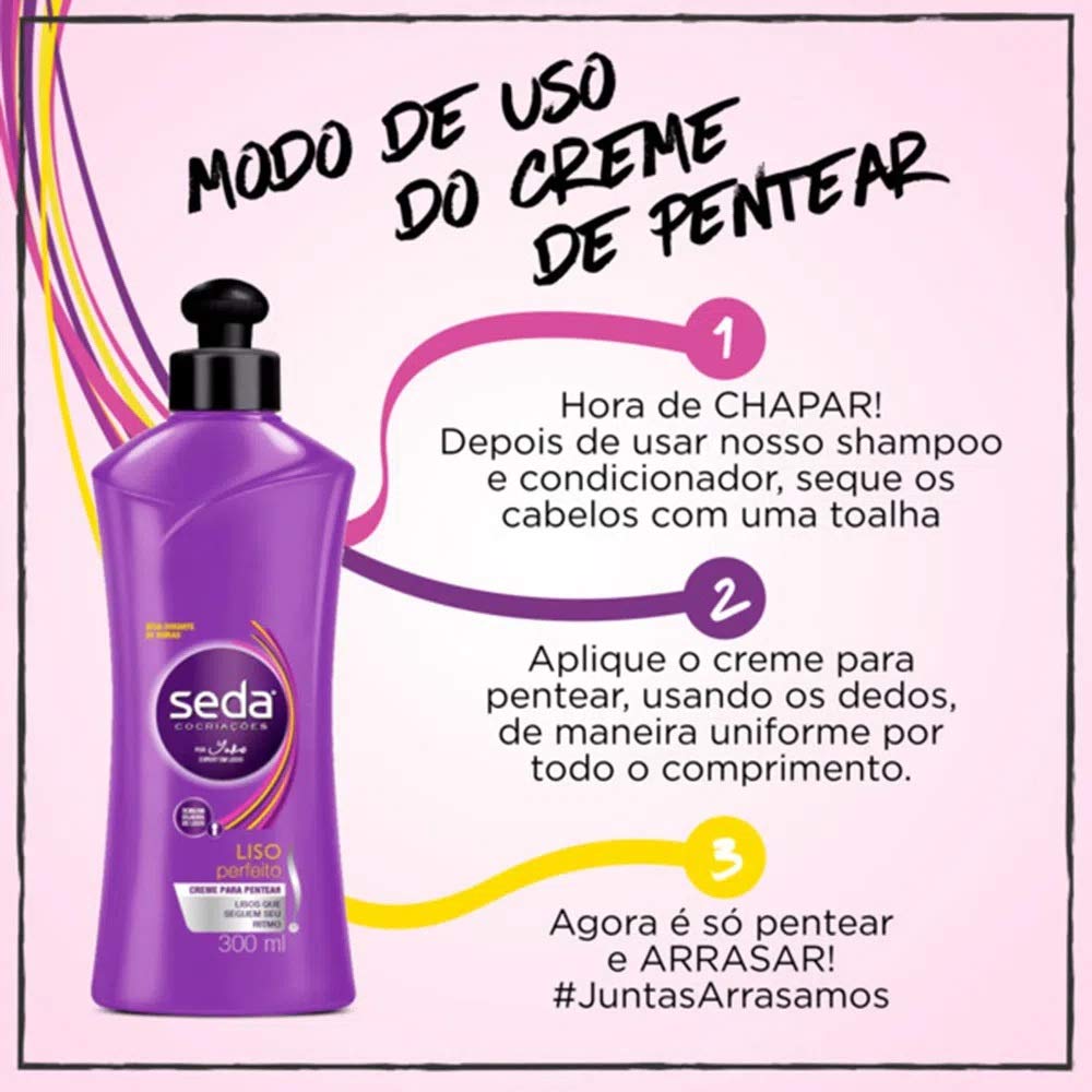 Seda Liso Perfecto: crema para pentear, ideal para cabello liso y control de movimiento.